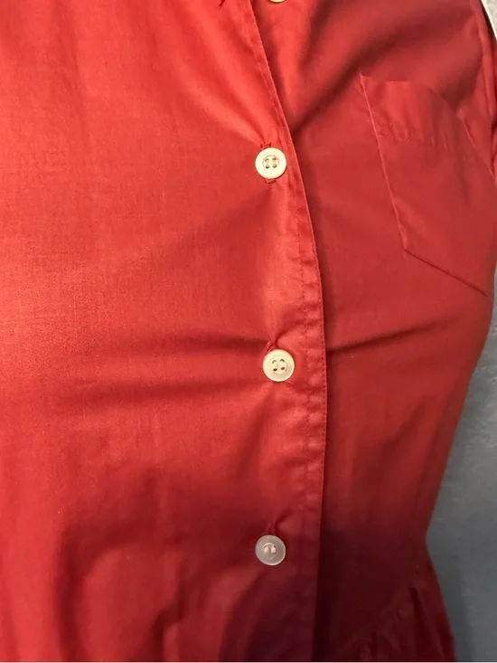 Sunshine Alley Vintage Retro Red Button Down Darling Dress Midi - Picture 11 of 13